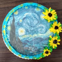 Bolo temático Noite Estrelada de Van Gogh